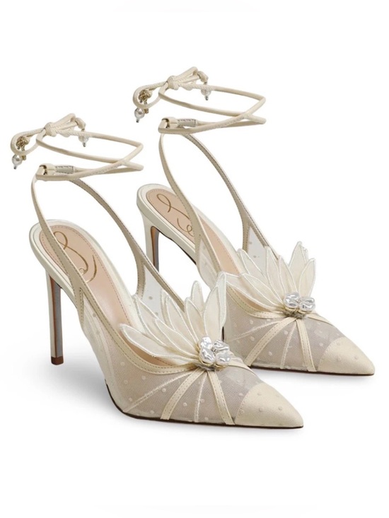 Sam Edelman Shoes - Sam Edelman Women's Aura Lace Up Stiletto Heel Ivory Tulle 8.5